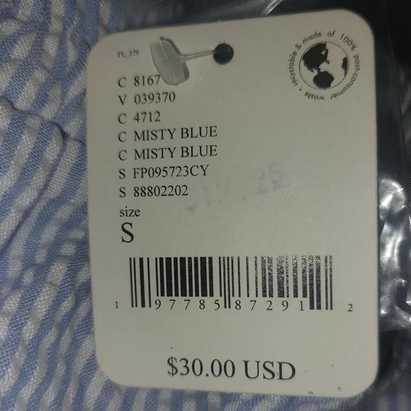 Free People INTIMATELY Blue and White Striped Shorts - Picture 3 of 7